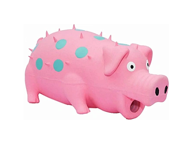 №1 игрушка для собак Свинка хрюкающая, латексная, розовая