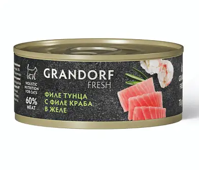 GRANDORF FRESH Консервы для кошек Филе тунца с филе краба в желе