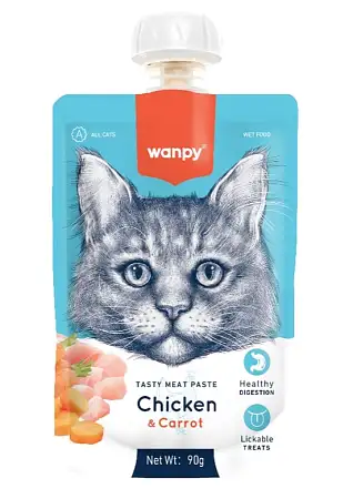 Купить wanpy cat Лакомство для кошек Мясной мусс из курицы и моркови