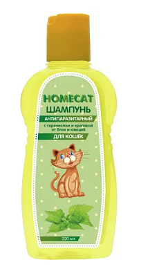 HOMECAT шампунь антипаразитный для кошек с гераниолом и крапивой