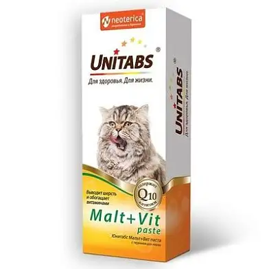 Unitabs Malt+Vit витаминная паста для вывода шерсти для кошек