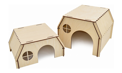 ZOOexpress домик для грызунов из фанеры с плоской резной крышей