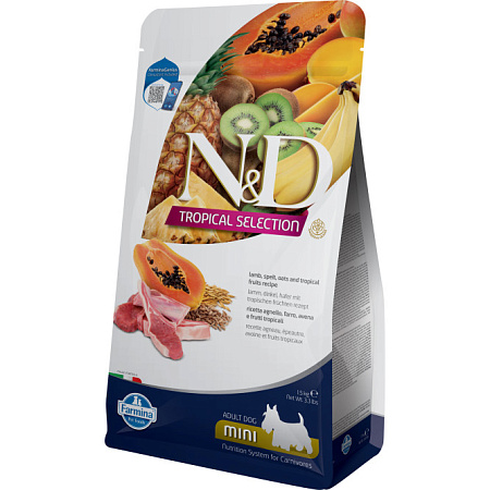 Купить farmina n&d dog tropical selection lamb adult mini сухой корм для взрослых собак мелких пород, с ягненком