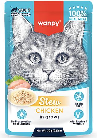 Купить wanpy cat влажный корм для кошек курица в собственному соку (пауч)