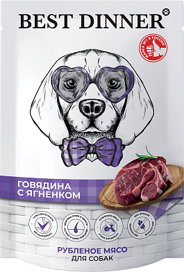 Best Dinner Dog Super Premium влажный корм для взрослых собак и щенков говядина с ягненком (пауч)