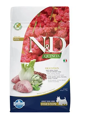 Farmina N&D Dog GF Quinoa Digestion Lamb Mini сухой корм для взрослых собак мелких пород с чувствительным пищеварением, с ягненком