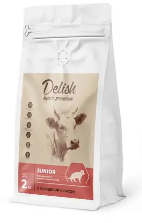 Купить delish premium сухой корм для собак средних и крупных пород с говядиной и рисом