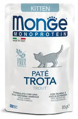 Monge Cat Monoprotein влажный корм для котят с форелью (пауч)