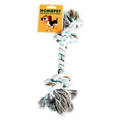 Homepet игрушка для собак канат с двумя узлами белый