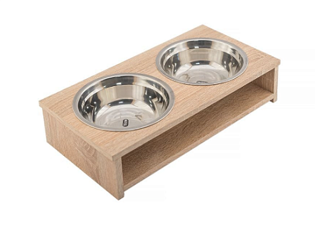 Купить yami-yami миска двойная на подставке для собак и кошек, Дуб сонома ламинат