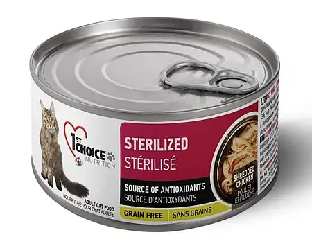 Купить 1st choice sterilized влажный корм для стерилизованных кошек с курицей и сардиной (банка)