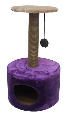 Купить zooexpress комлекс для кошек "Цилиндр с полкой" мех однотонный