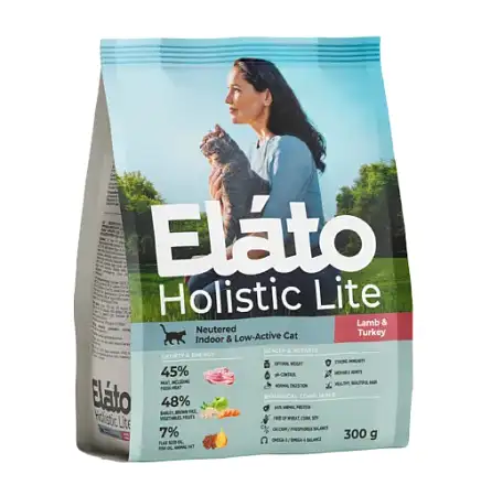 Купить elato holistic lite сухой корм для домашних малоактивных кастрированных котов и стерилизованных кошек, с ягнёнком и индейкой
