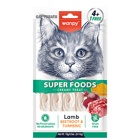 Купить wanpy cat Лакомство для кошек «нежное пюре» из ягненка со свеклой и куркумой