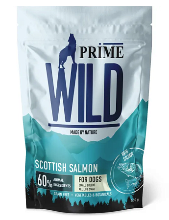 Купить prime wild gf scottish сухой беззерновой корм для взрослых собак и щенков мелких пород, с лососем