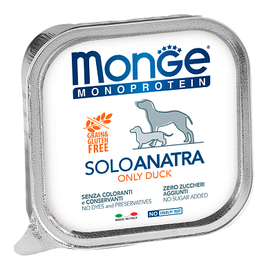 Monge Dog Monoprotein Solo влажный корм для взрослых собак, паштет из утки (ламистер)