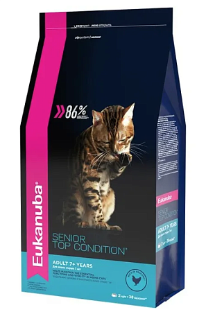 Купить eukanuba cat senior Сухой корм для пожилых кошек с домашней птицей