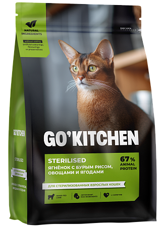 Купить go'kitchen Сухой корм для стерилизованных кошек с ягненком и бурым рисом, sterilised lamb