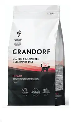 Grandorf Veterinary Diet Cat Hepatic полнорационный диетический сухой корм для кошек, для поддержания функции печени при ХПН срок годности до 18.12.26