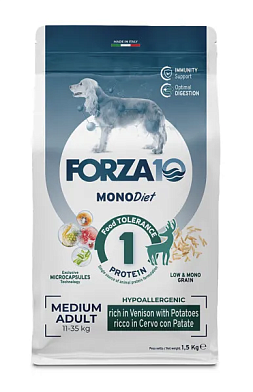 Forza10 MonoDiet Adult Medium сухой корм для взрослых собак средних пород, с олениной и картофелем