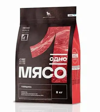 Одно мясо сухой полнорационный корм для взрослых собак всех пород с говядиной