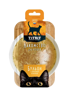 TiTBiT Лакомый кусочек лакомство для кошек, Бульон с домашней курочкой