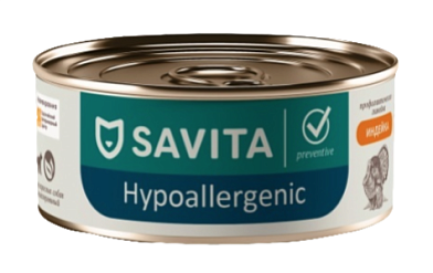 Savita vet Hypoallergenic консервы для взрослых собак при пищевой аллергии с индейкой