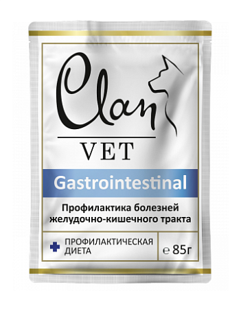 Купить clan vet gastrointestinal влажный корм для собак для профилактики болезней ЖКТ, кусочки в соусе (пауч)