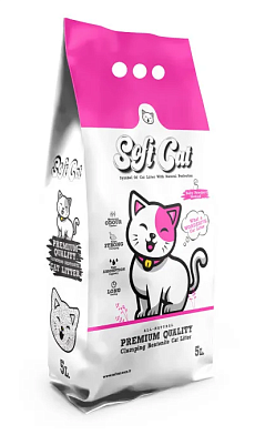 Soft Cat комкующийся бентонитовый наполнитель для кошек с ароматом детской присыпки