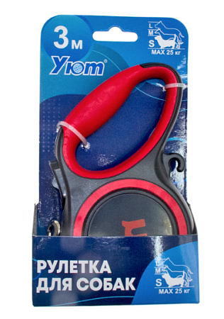 Купить Уют рулетка для собак, ремень, красная