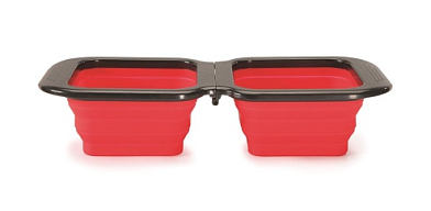 Camon Миска складная дорожная квадратная для собак и кошек, красная 