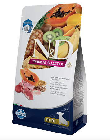 Купить farmina n&d dog tropical selection lamb puppy mini сухой корм для щенков мелких пород, с ягненком