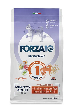Forza10 MonoDiet Adult Mini Toy Cavallo con Piselli сухой корм для взрослых собак мелких пород, с кониной и горохом