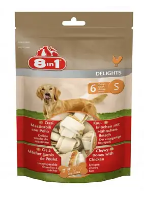 8in1 DELIGHTS S лакомство для собак средних и мелких пород косточки с куриным мясом