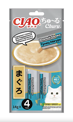 Inaba Ciao Churu лакомство-пюре для кошек, для поддержания водного баланса, с тунцом Магуро