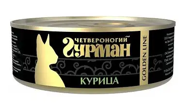 Четвероногий Гурман Golden line консервы для взрослых кошек с курицей в желе