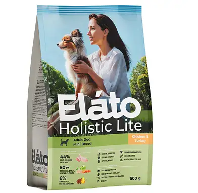 Elato Holistic Lite сухой корм для взрослых собак мелких пород с курицей и индейкой