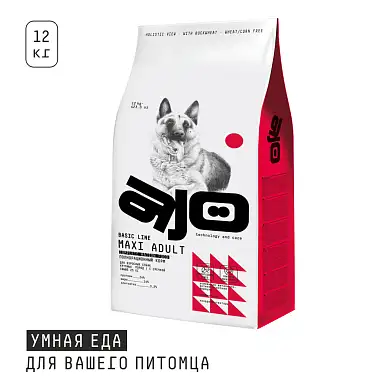 AJO Maxi Adult сухой корм для взрослых собак крупных пород с олениной, индейкой и гречкой