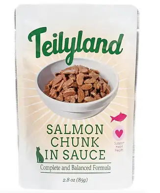 Teilyland влажный корм для кошек кусочки с лососем в соусе (пауч)
