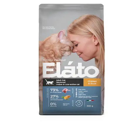 Купить elato сухой корм для кастрированных котов, стерилизованных и малоактивных кошек с уткой и курицей