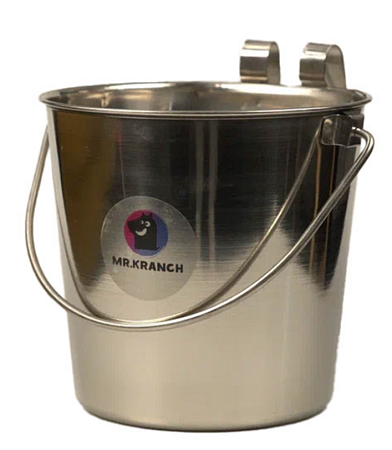 Купить mr.kranch ведро из нержавеющей стали с креплением для клеток и вольеров