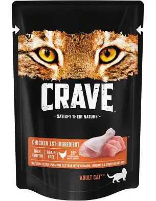 Crave влажный корм для взрослых кошек с курицей в желе (пауч)