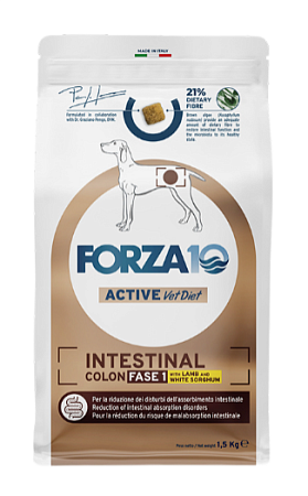 Купить forza10 active vetdiet intestinal colon fase 1 all size сухой диетический корм для взрослых собак всех пород, для лечения колитов и недостаточности поджелудочной железы, с рыбой