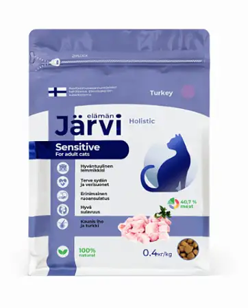 Купить jarvi сухой полнорационный корм для взрослых кошек с чувствительным пищеварением с индейкой срок до 26.12.26