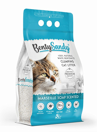 Купить bentysandy marseille soap наполнитель для кошачьего туалета комкующийся, глиняный, с ароматом марсельского мыла