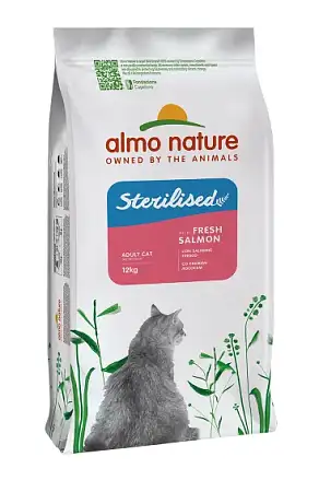 Купить almo nature sterilised fresh salmon сухой корм для взрослых стерилизованных кошек со свежим лососем 