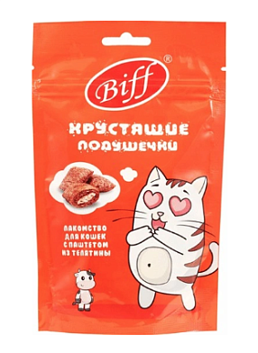 TiTBiT Biff лакомство для кошек Хрустящие подушечки с паштетом из телятины