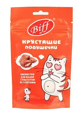 TiTBiT Biff лакомство для кошек Хрустящие подушечки с паштетом из телятины