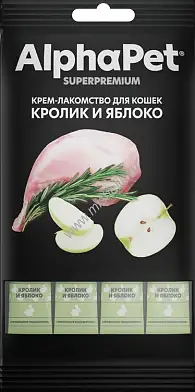 AlphaPet Superpremium Крем-лакомство для кошек кролик и яблоко