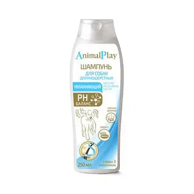 Animal Play шампунь увлажняющий с Omega-3 и кератином для длинношерстных собак